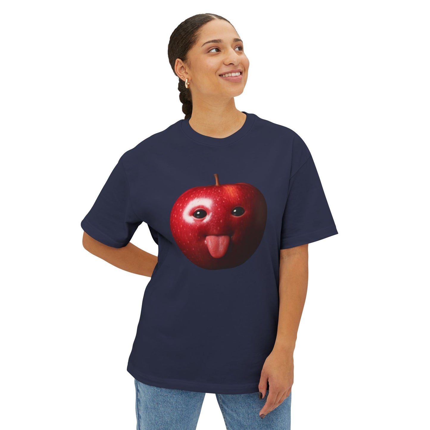 Apple Graphic Tee, Oversized Boxy T-Shirt,